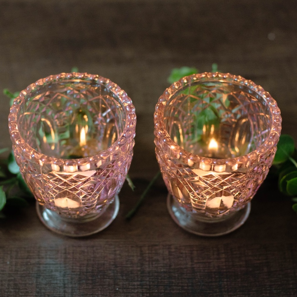 Vintage Mid Century Imperial Company Pink Toothpick Holder set